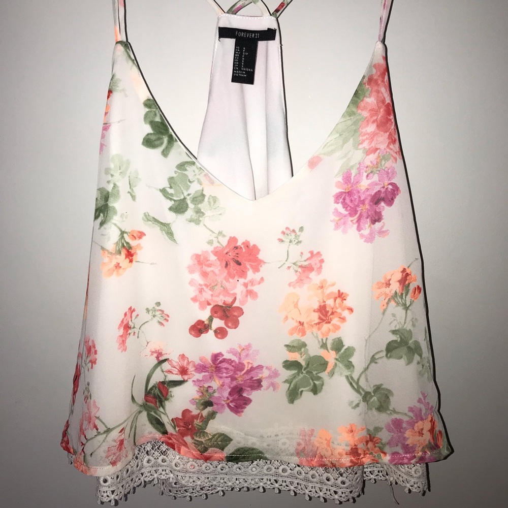 Forever 21 flower lace tank top